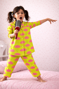 Girl wearing Anaario Pink Clouds Night Suit