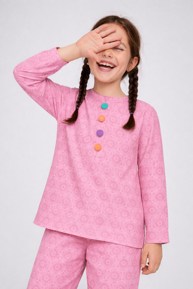 Girl wearing Anaario Pink Cotton Co-ord Set