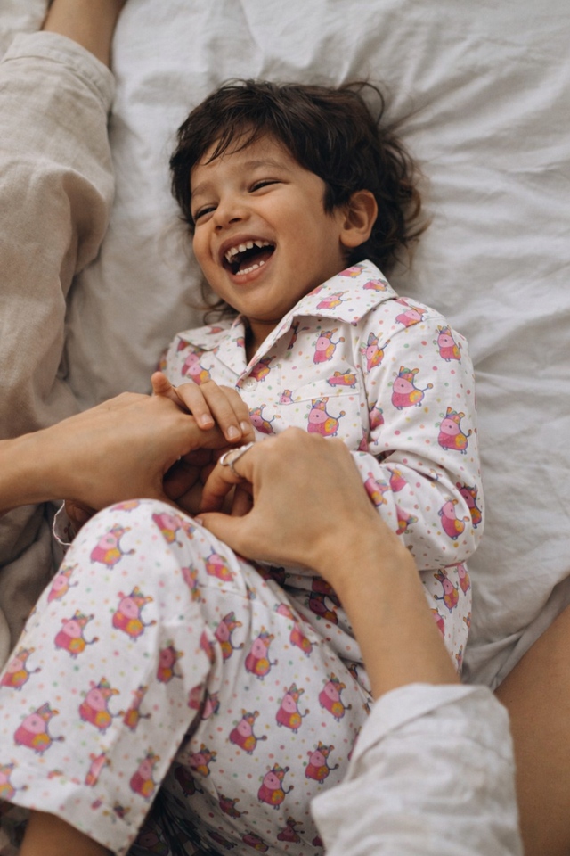 Boy wearing Anaario Pink Cow Night Suit
