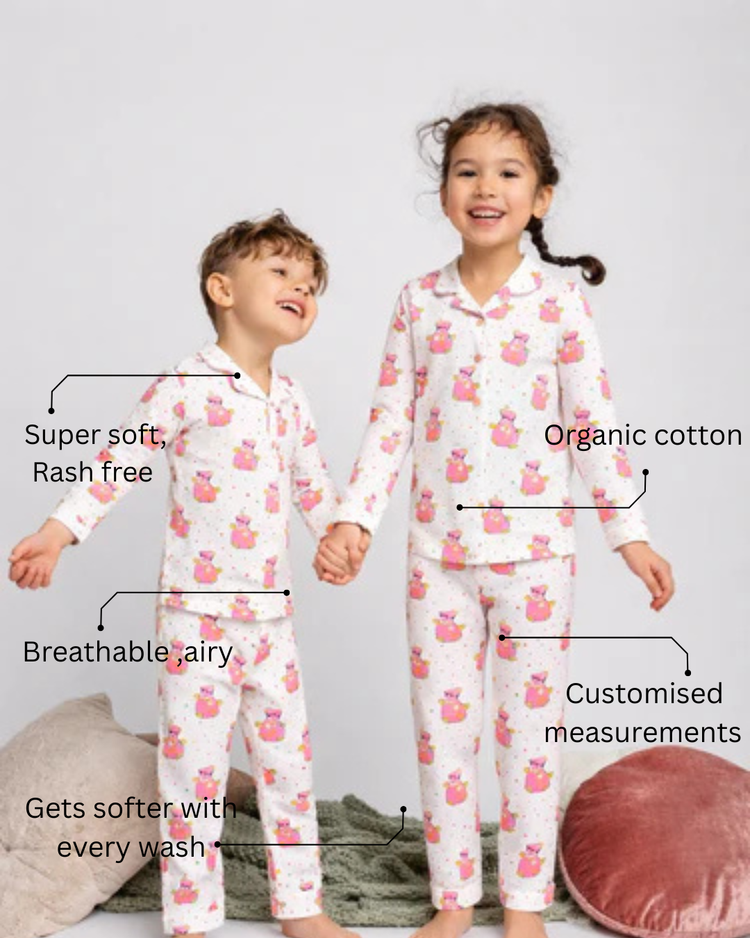 Boy wearing Anaario Pink Cow Night Suit