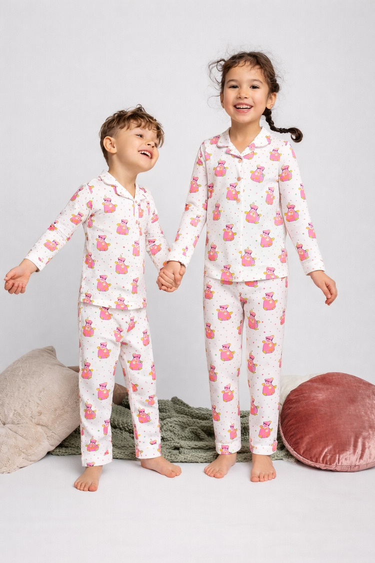 Boy wearing Anaario Pink Cow Night Suit