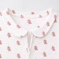 Pink Dino bamboo cotton baby sleepsuit — two-way zip romper onesie