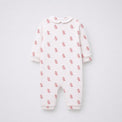 Pink Dino bamboo cotton baby sleepsuit — footed zip-front sleepsuit, onesie romper