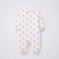 Pink Dino bamboo cotton baby sleepsuit — footed zip-front sleepsuit, onesie romper