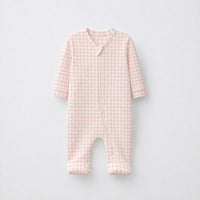 Pink Floral bamboo cotton baby sleepsuit — two-way zip romper onesie