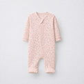 Pink Floral bamboo cotton baby sleepsuit — footed zip-front sleepsuit, onesie romper