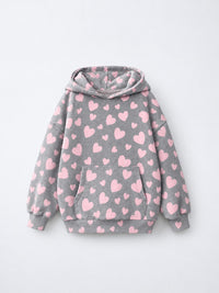 Pink & Grey Hearts Hooded Jogger Set flat lay by Anaario