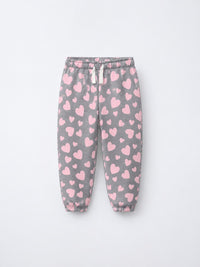 Pink & Grey Hearts Hooded Jogger Set flat lay by Anaario