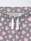 Pink & Grey Hearts Hooded Jogger Set flat lay by Anaario