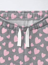 Pink & Grey Hearts Hooded Jogger Set flat lay by Anaario