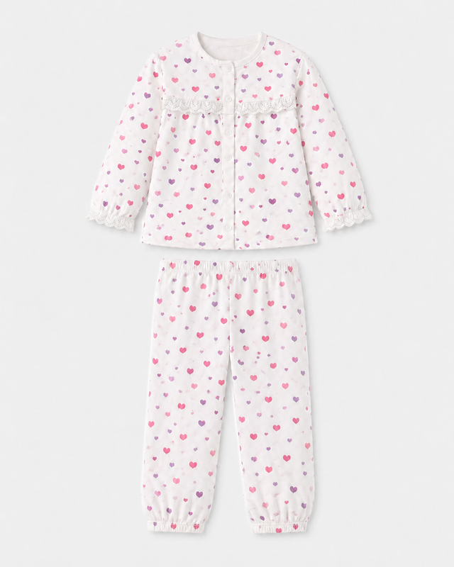 Girl wearing Anaario Pink Heart Night Suit