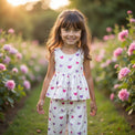 Girl wearing Anaario Pink Hearts Co-ord Set