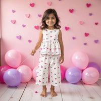Girl wearing Anaario Pink Hearts Co-ord Set