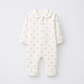 Pink Mushroom bamboo cotton baby sleepsuit — full-sleeve two-way zip romper onesie, front