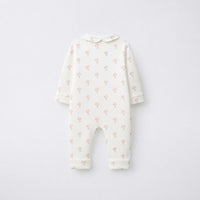Pink Mushroom bamboo cotton baby sleepsuit — two-way zip romper onesie
