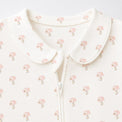 Pink Mushroom bamboo cotton baby sleepsuit — footed zip-front sleepsuit, onesie romper
