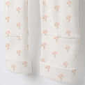 Pink Mushroom bamboo cotton baby sleepsuit — bamboo cotton onesie romper flatlay