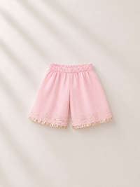 Anaario Pink Parrot Angrakha Set, pink palazzo pants flat lay with gold trim
