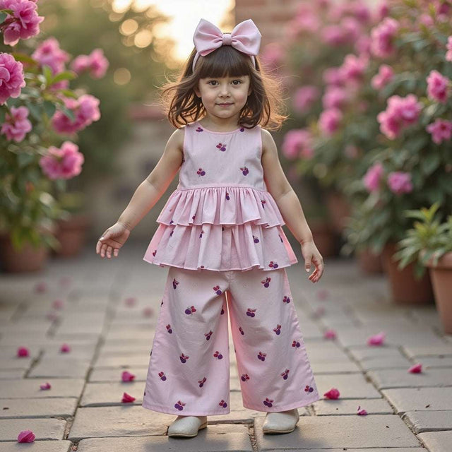 Girl wearing Anaario Pink Petal Co-ord Set