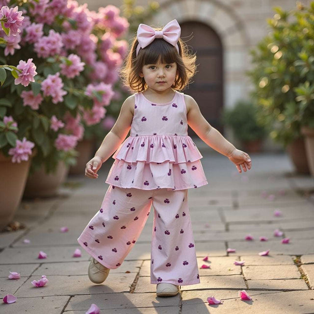 Girl wearing Anaario Pink Petal Co-ord Set