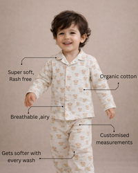 Boy wearing Anaario Pink Sheep Night Suit