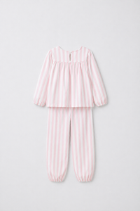 Girl wearing Anaario Pink Stripes Night Suit