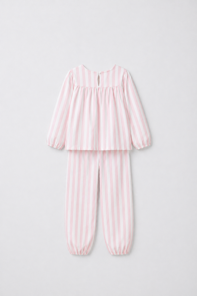Girl wearing Anaario Pink Stripes Night Suit