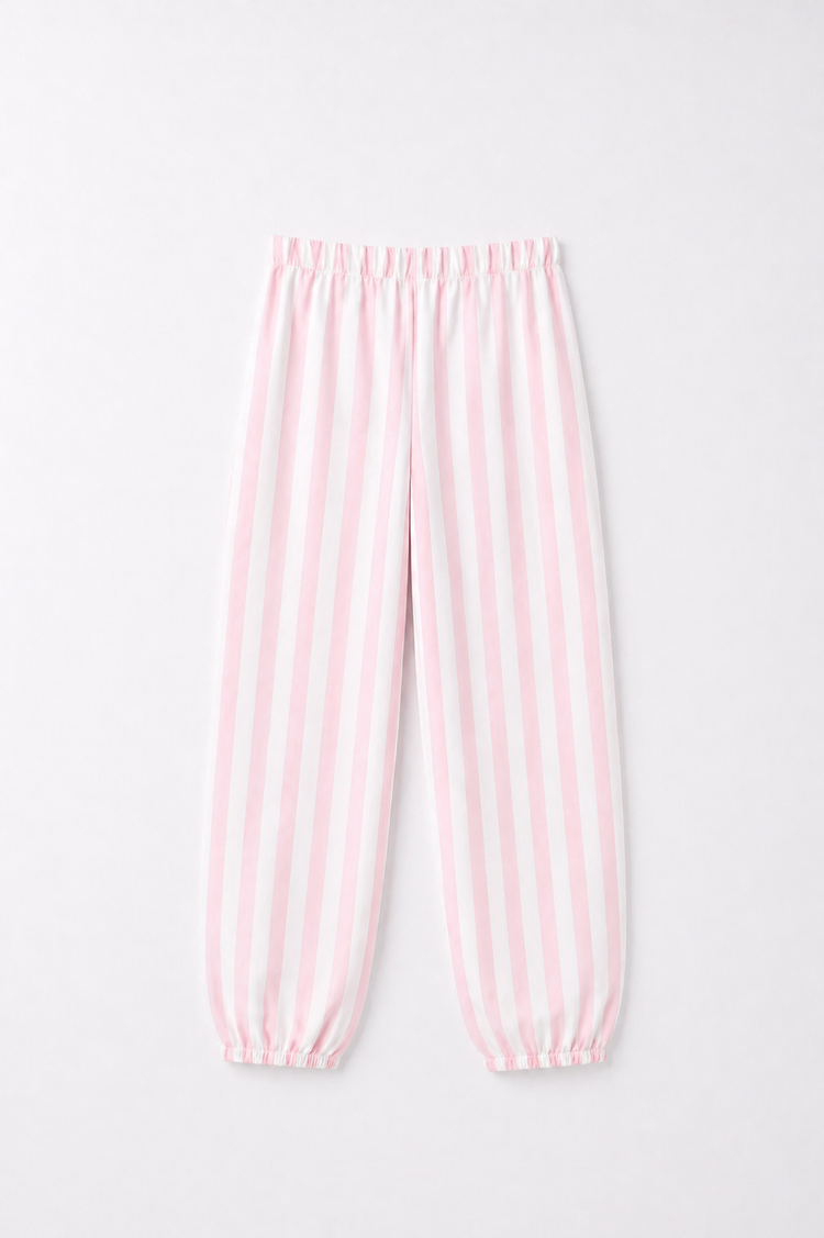 Girl wearing Anaario Pink Stripes Night Suit