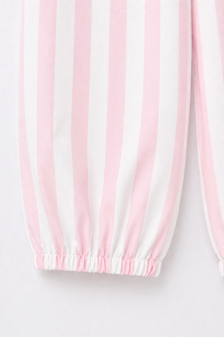 Girl wearing Anaario Pink Stripes Night Suit