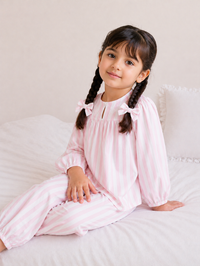 Girl wearing Anaario Pink Stripes Night Suit