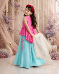 Indian Pink Teal Palazzo Set - Anaario - Image 8