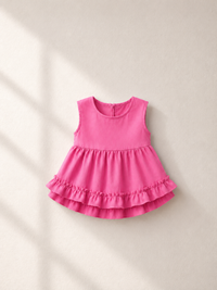 Anaario Pink Teal Peplum Co-ord Set, pink ruffle peplum top flat lay
