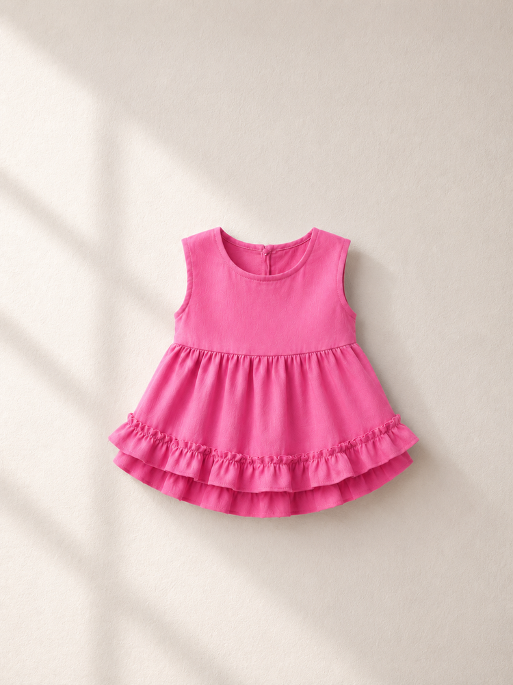 Anaario Pink Teal Peplum Co-ord Set, pink ruffle peplum top flat lay