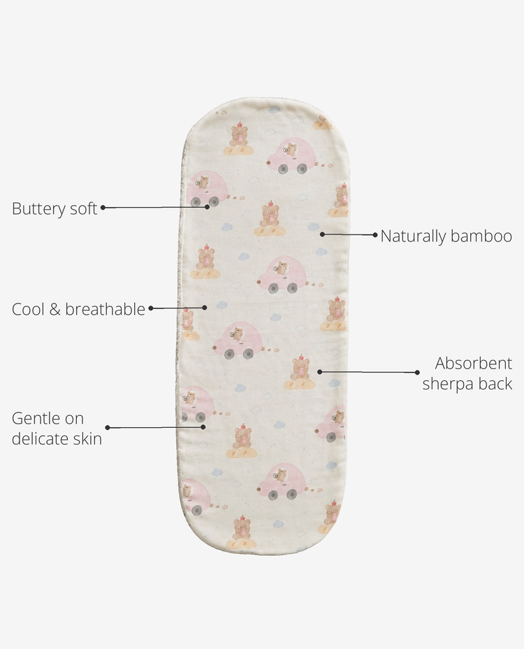 Anaario Pink Teddy Bamboo Baby Burp Cloth key features