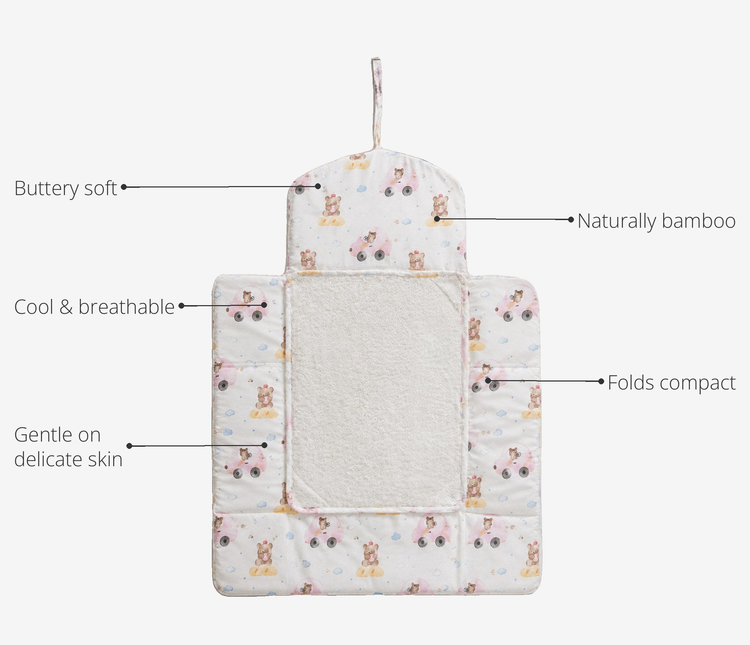 Anaario Pink Teddy Bamboo Baby Changing Mat key features