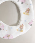 Pink Teddy bamboo baby bib — absorbent sherpa backing