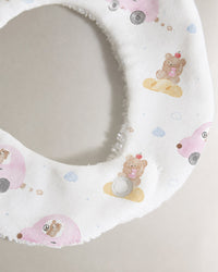 Pink Teddy bamboo baby bib — absorbent sherpa backing