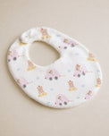 Pink Teddy bamboo baby bib — print detail