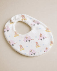 Pink Teddy bamboo baby bib — print detail