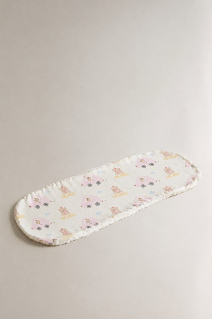 Pink Teddy bamboo baby burp cloth — absorbent sherpa backing