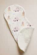 Pink Teddy bamboo baby burp cloth — print detail