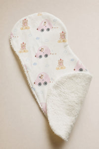 Pink Teddy bamboo baby burp cloth — print detail