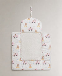 Pink Teddy bamboo baby changing mat — pink teddy print, soft bamboo cotton