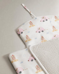 Pink Teddy bamboo baby changing mat — pink teddy print, soft bamboo cotton