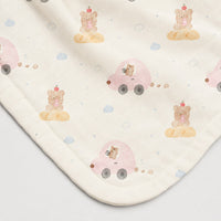 Pink Teddy bamboo baby quilt — pink teddy print, soft bamboo cotton