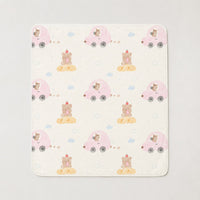 Pink Teddy bamboo baby quilt — pink teddy print, soft bamboo cotton