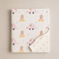 Pink Teddy bamboo baby quilt — pink teddy print, soft bamboo cotton