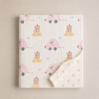 Pink Teddy bamboo baby quilt — pink teddy print, soft bamboo cotton