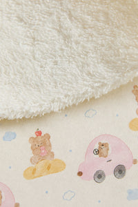 Pink Teddy bamboo baby changing mat — pink teddy print, soft bamboo cotton