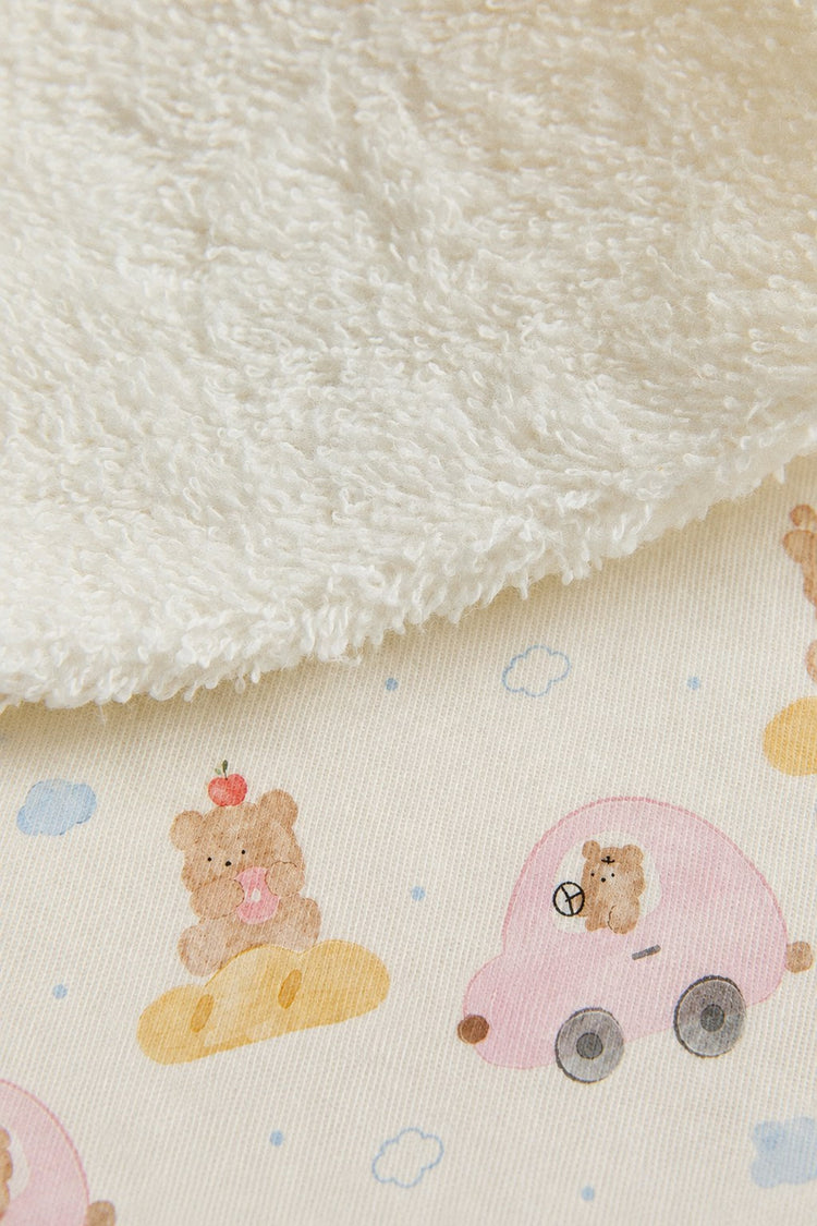 Pink Teddy bamboo baby changing mat — pink teddy print, soft bamboo cotton